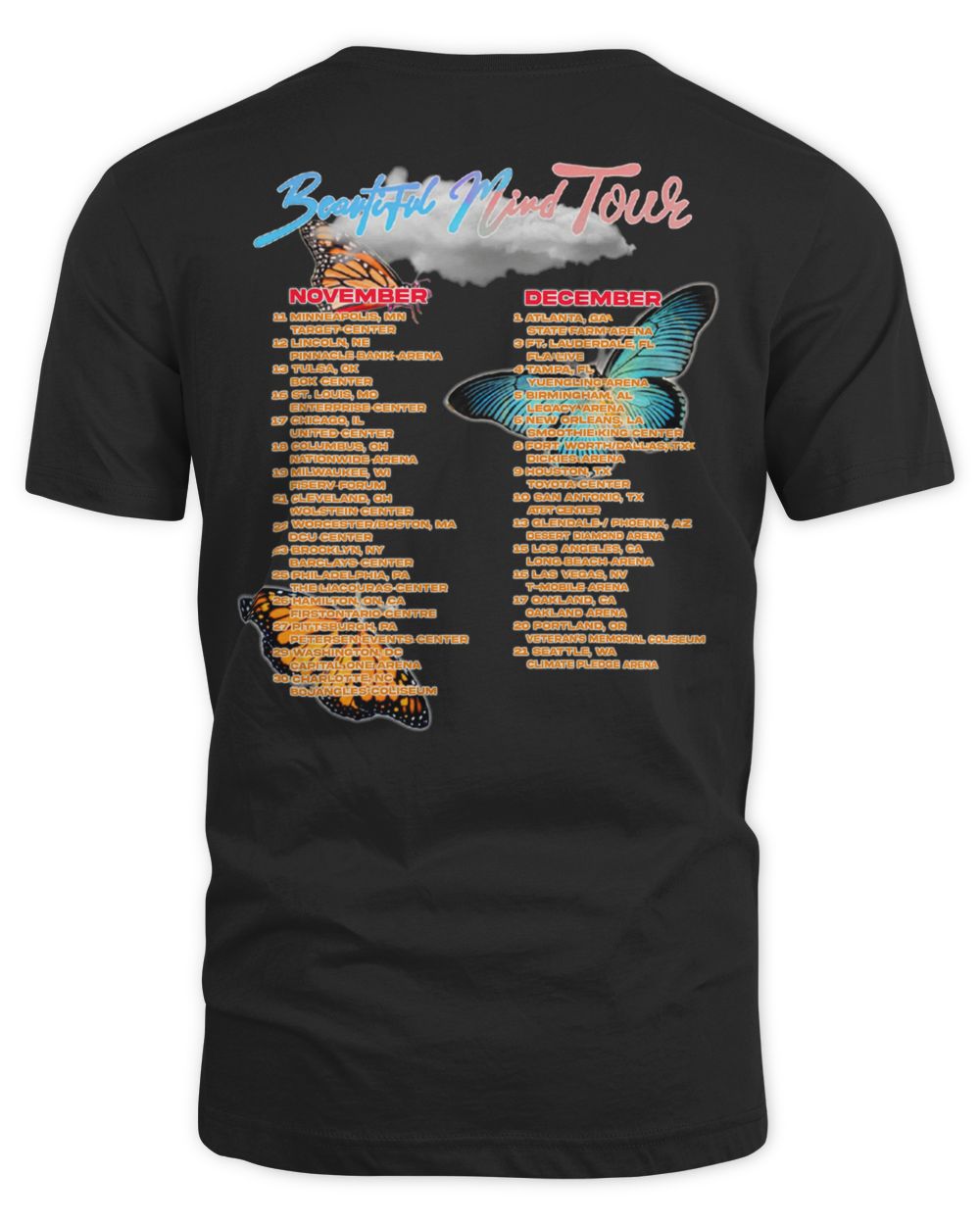 Beautiful Mind Tour Merch Butterfly Shirt