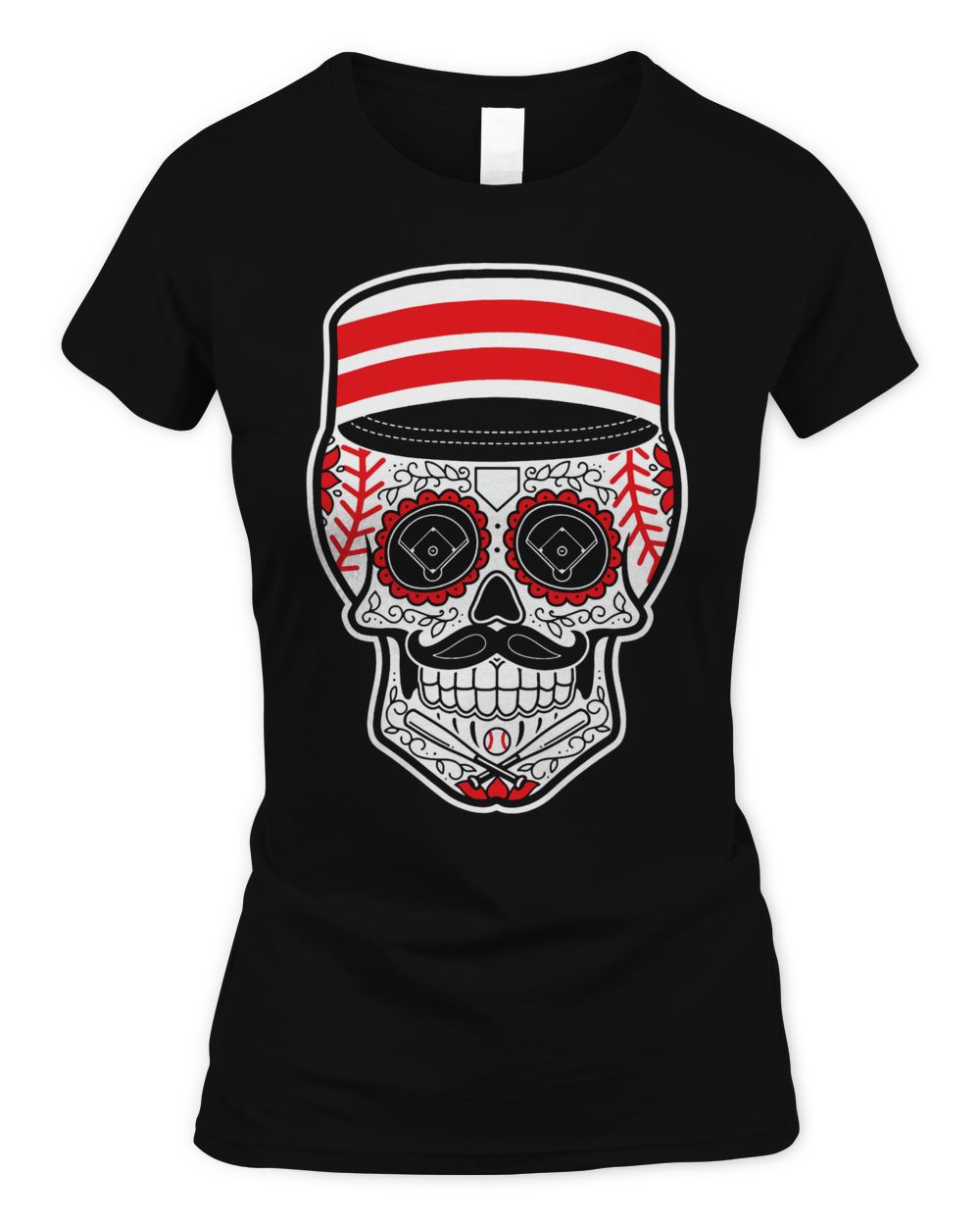 Cincy Shirts Redlegs Sugar Skull Shirt