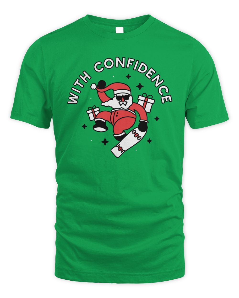 With Confidence Merch Skating Santa Shirt