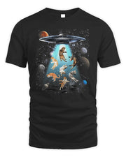 Galaxy Cat Cat Ufo Funny Cat Cat Graphic Shirt