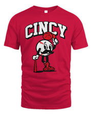 Cincy Shirts Cincy Baseball Character Cap Off Shirt