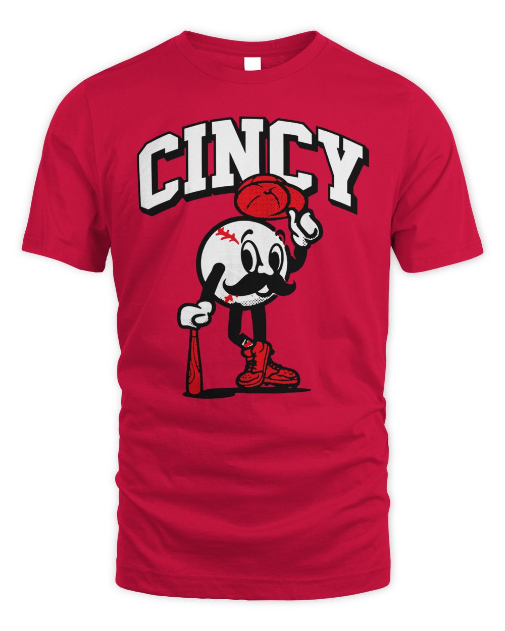 Cincy Shirts Cincy Baseball Character Cap Off Shirt