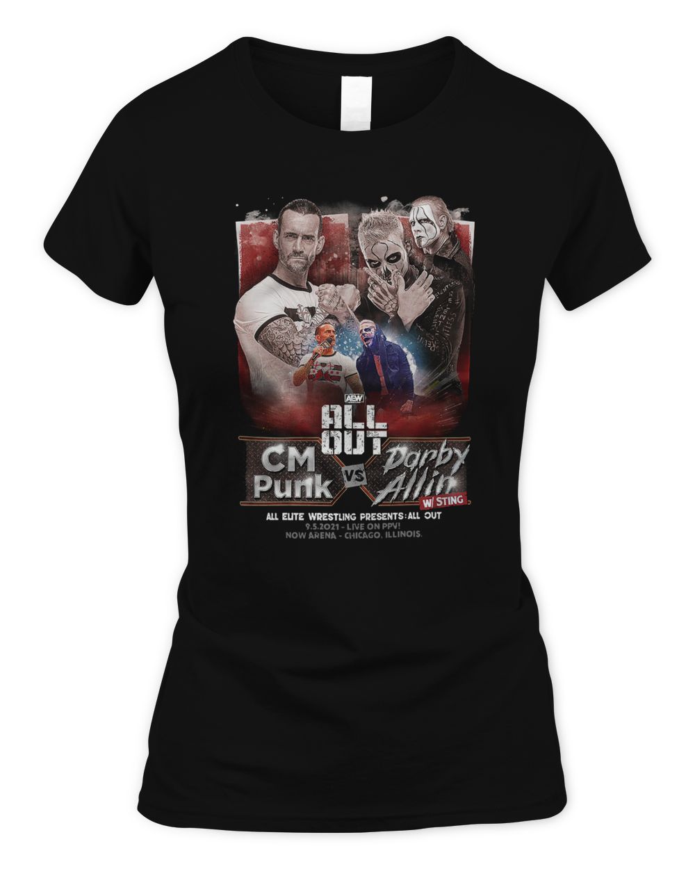 Darby Allin Merch All Out 2021 Matchup Cm Punk Vs Darby Allin With Sting Shirt