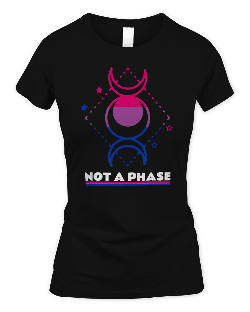 Not A Phase Moon Bisexual Flag Clothes Funny Proud Bi Pride Shirt