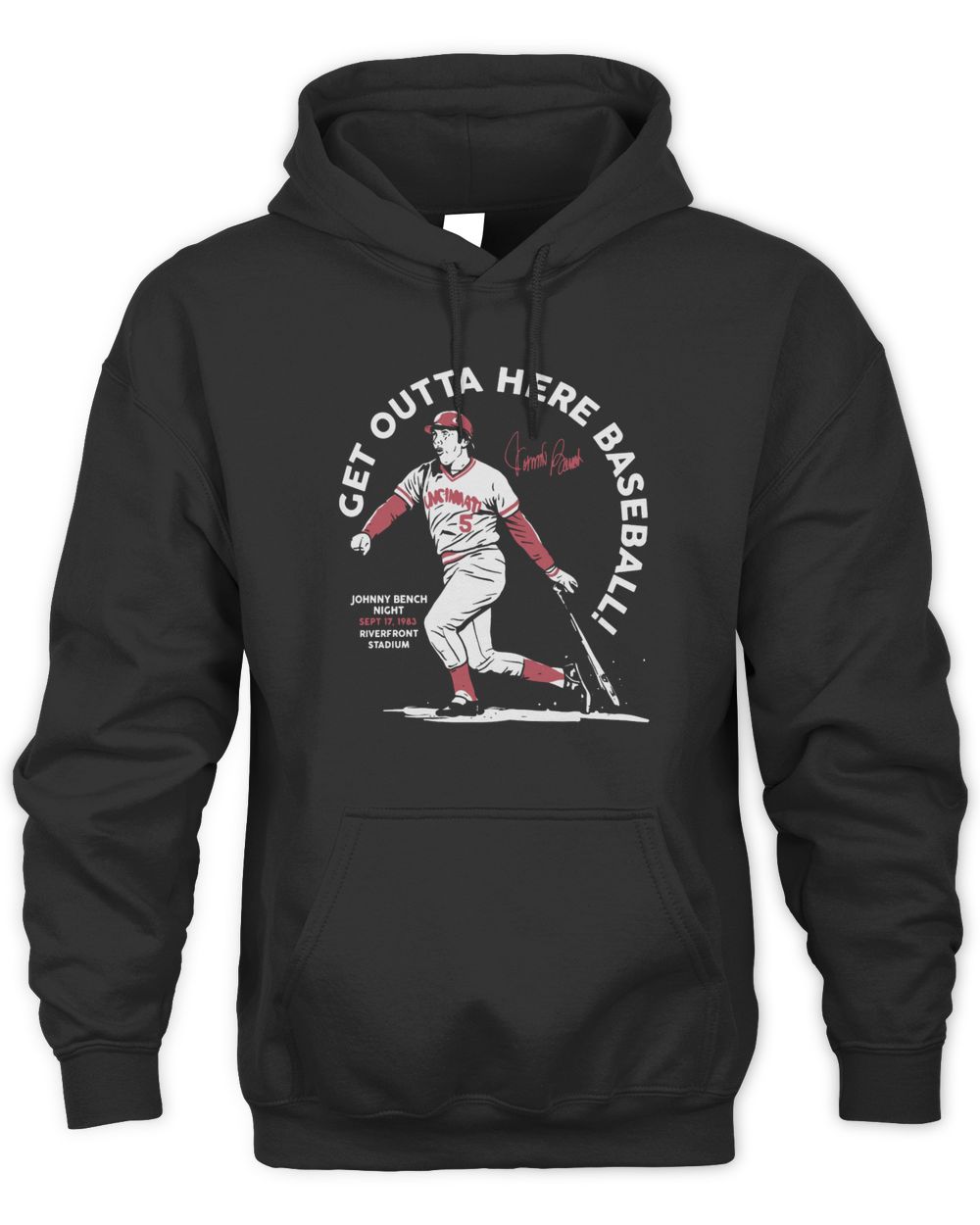 Cincy Shirts Get Outta Here Baseball Johnny Bench Shirt