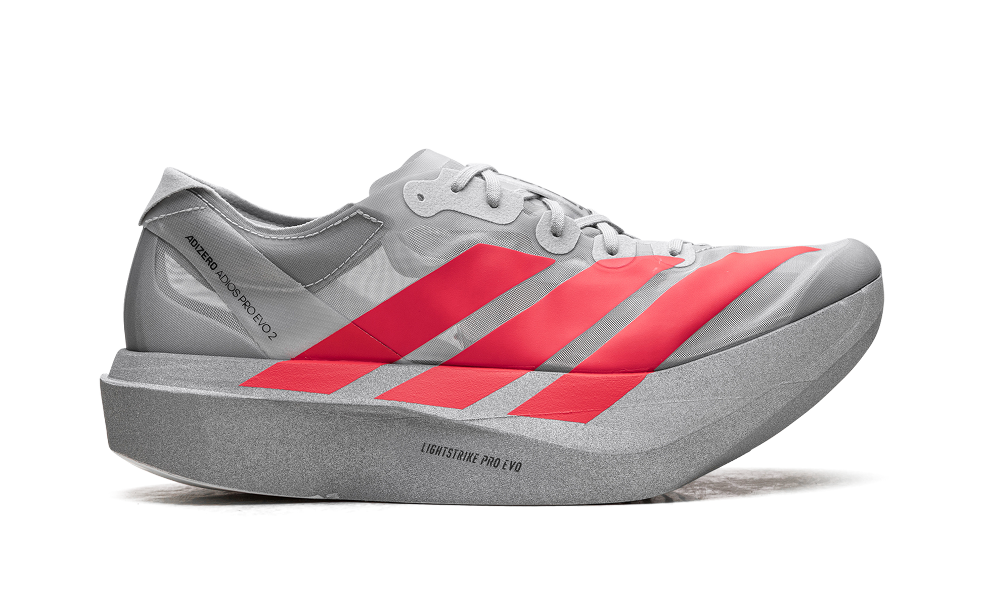 Adizero Adios Pro Evo 2 "Silver metallic/lucid red/grey two" JR7259