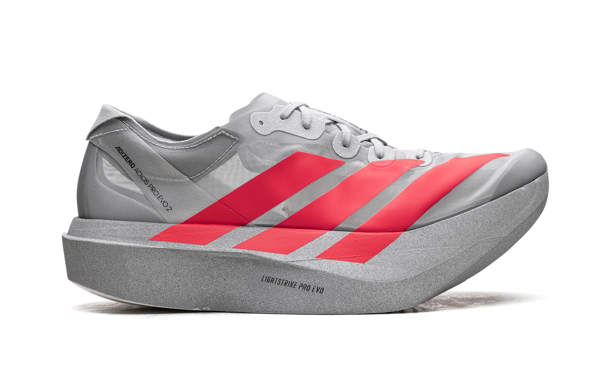 Adizero Adios Pro Evo 2 "Silver metallic/lucid red/grey two" JR7259