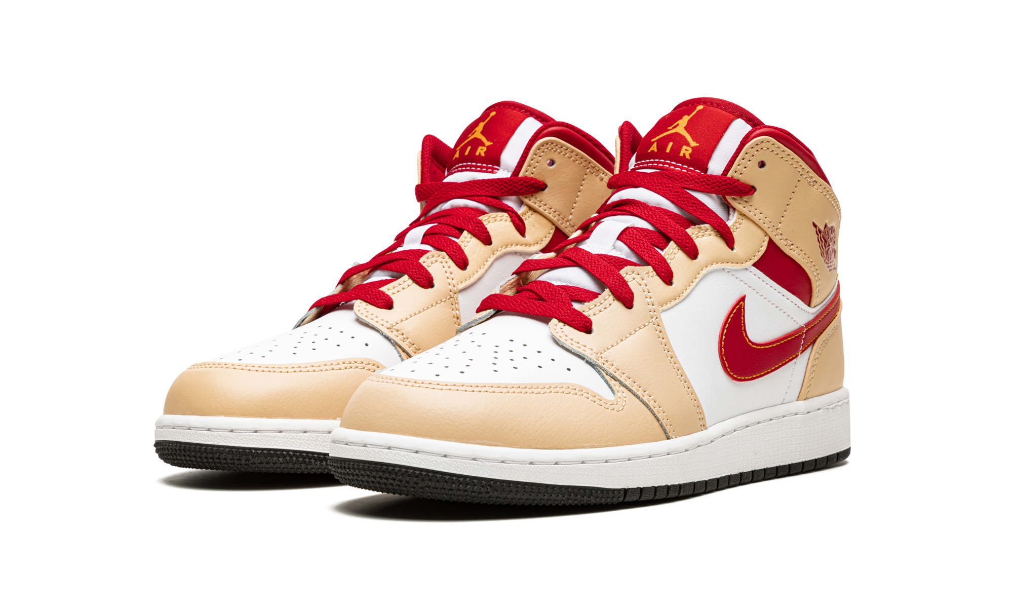 Air Jordan 1 Mid GS "Beige / red" 554725 201