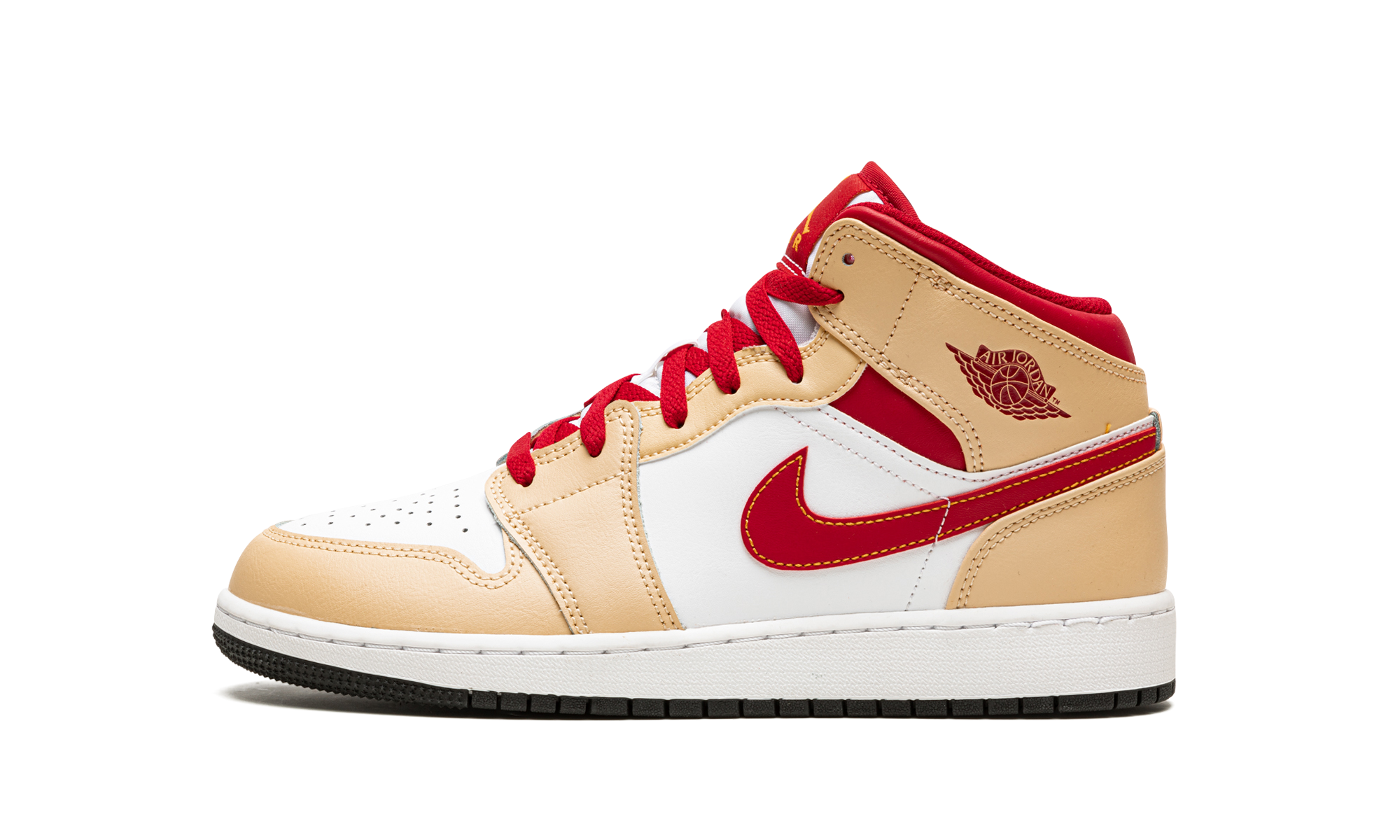 Air Jordan 1 Mid GS "Beige / red" 554725 201