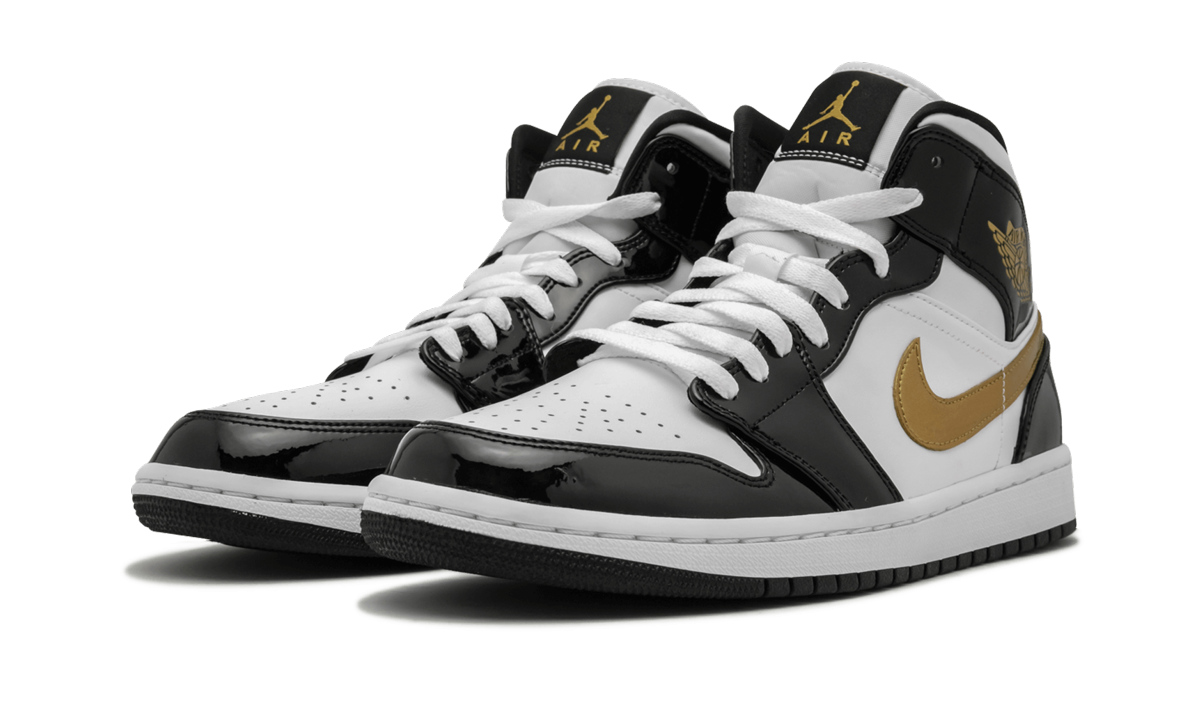 Air Jordan 1 Mid Se "Black gold patent leather" 852542 007