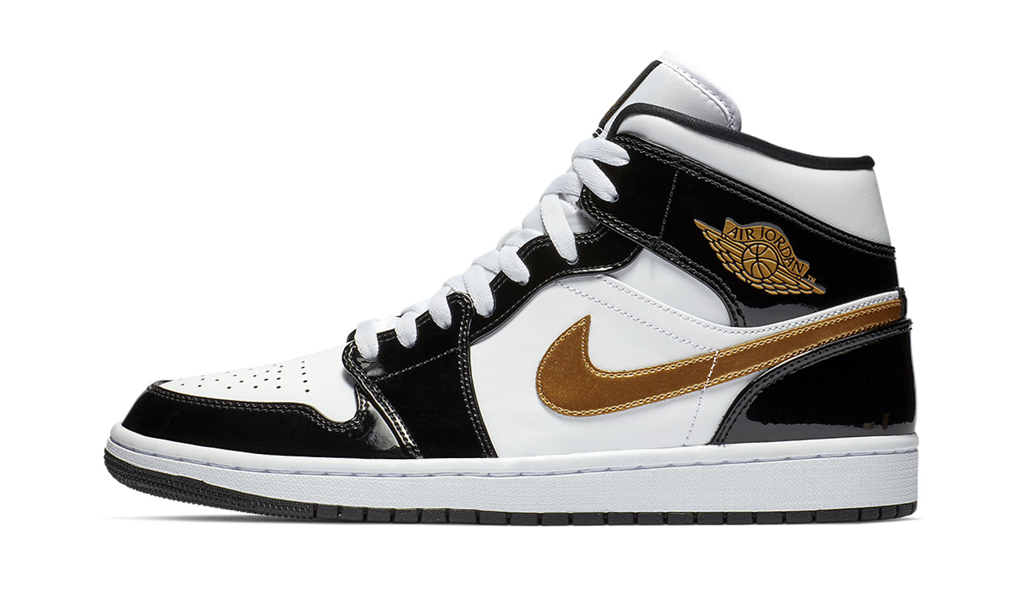 Air Jordan 1 Mid Se "Black gold patent leather" 852542 007