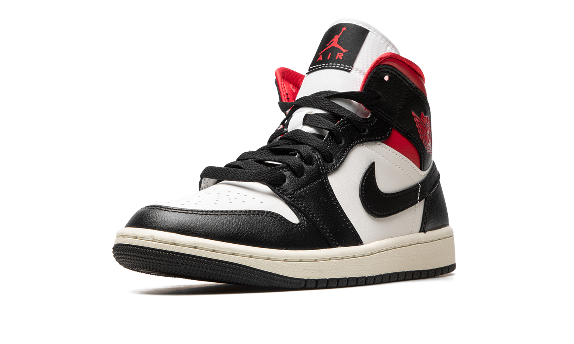 Air Jordan 1 Mid Women "Black / gym red / sail" BQ6472 061