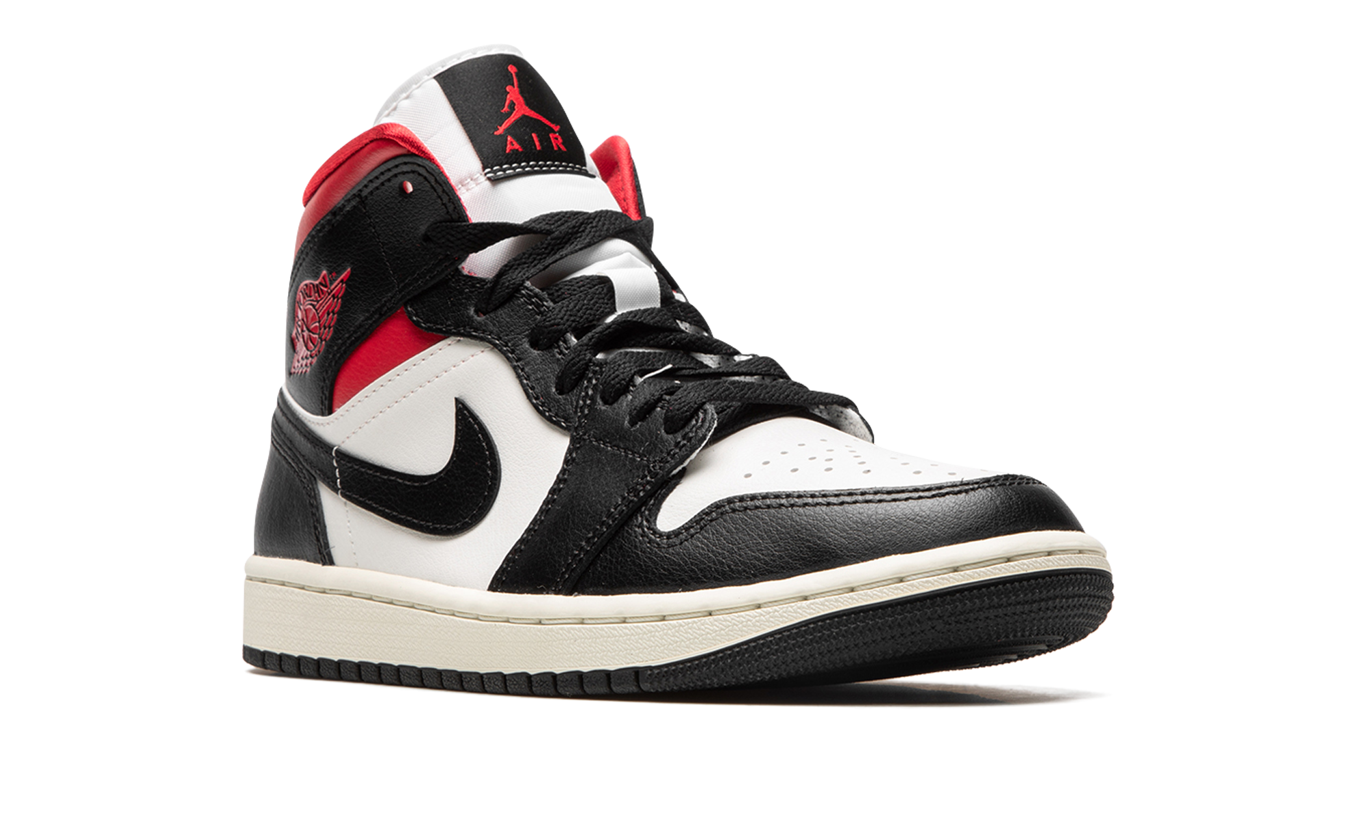 Air Jordan 1 Mid Women "Black / gym red / sail" BQ6472 061