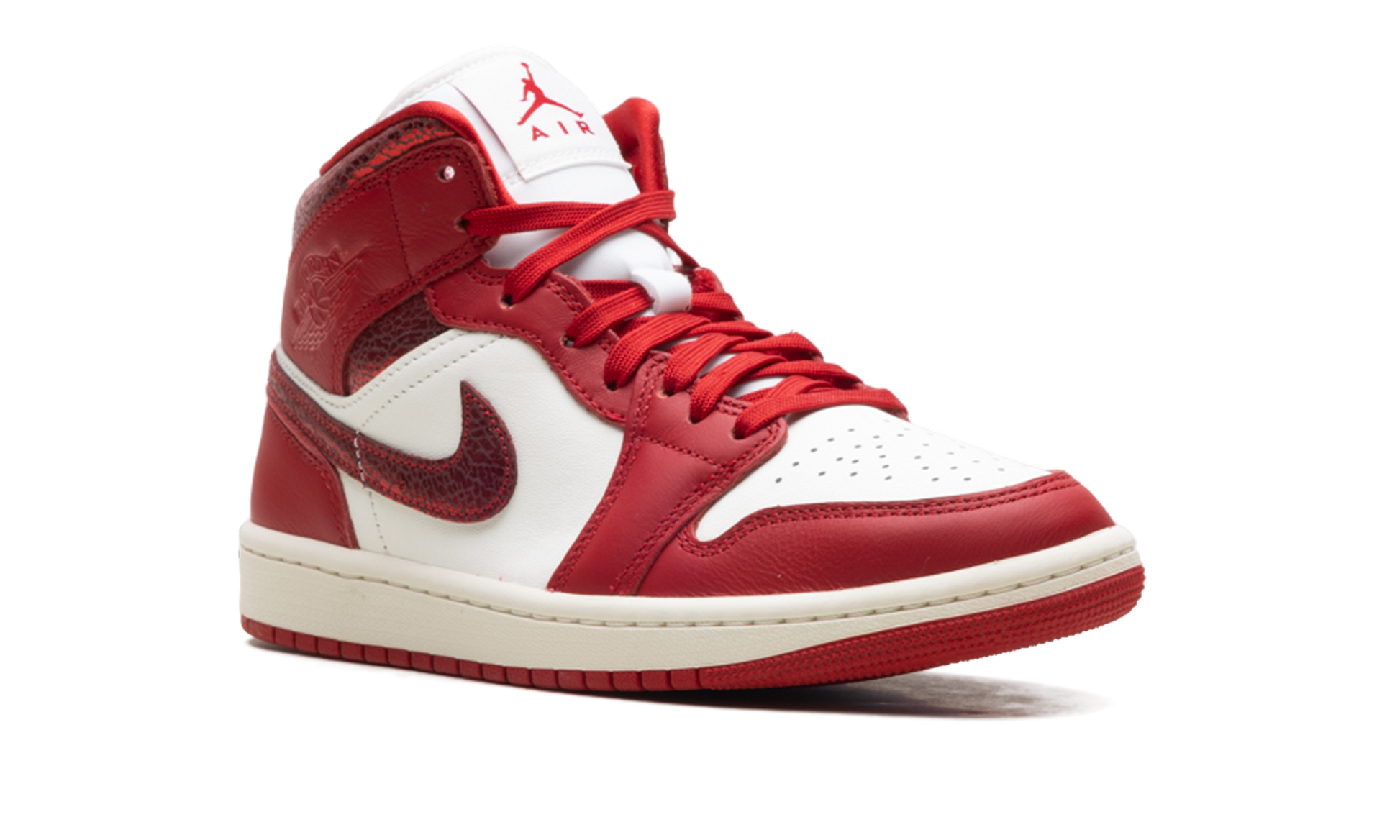 Air Jordan 1 Mid Women "Red cracked leather" HJ9337 106