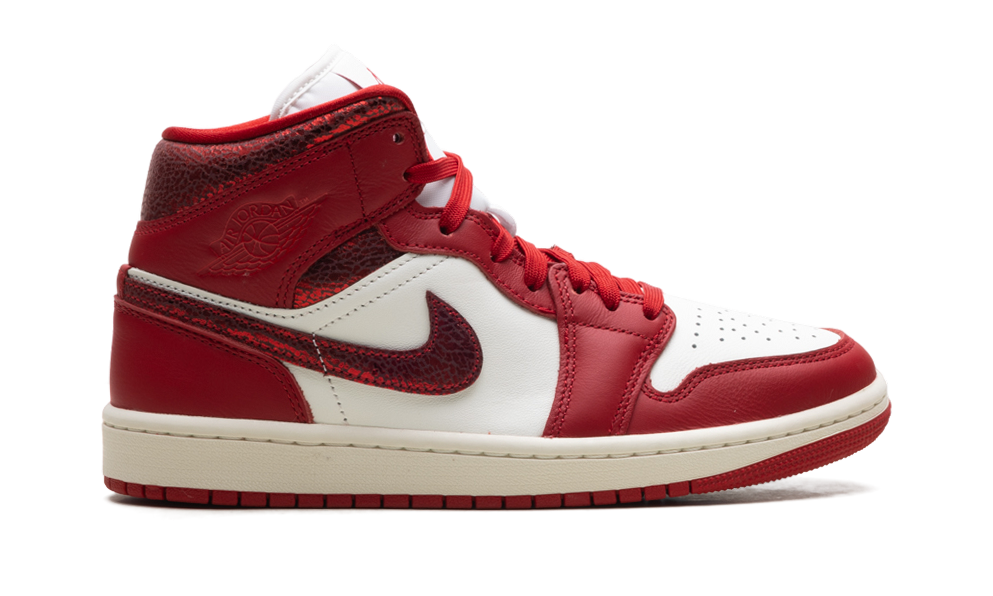 Air Jordan 1 Mid Women "Red cracked leather" HJ9337 106