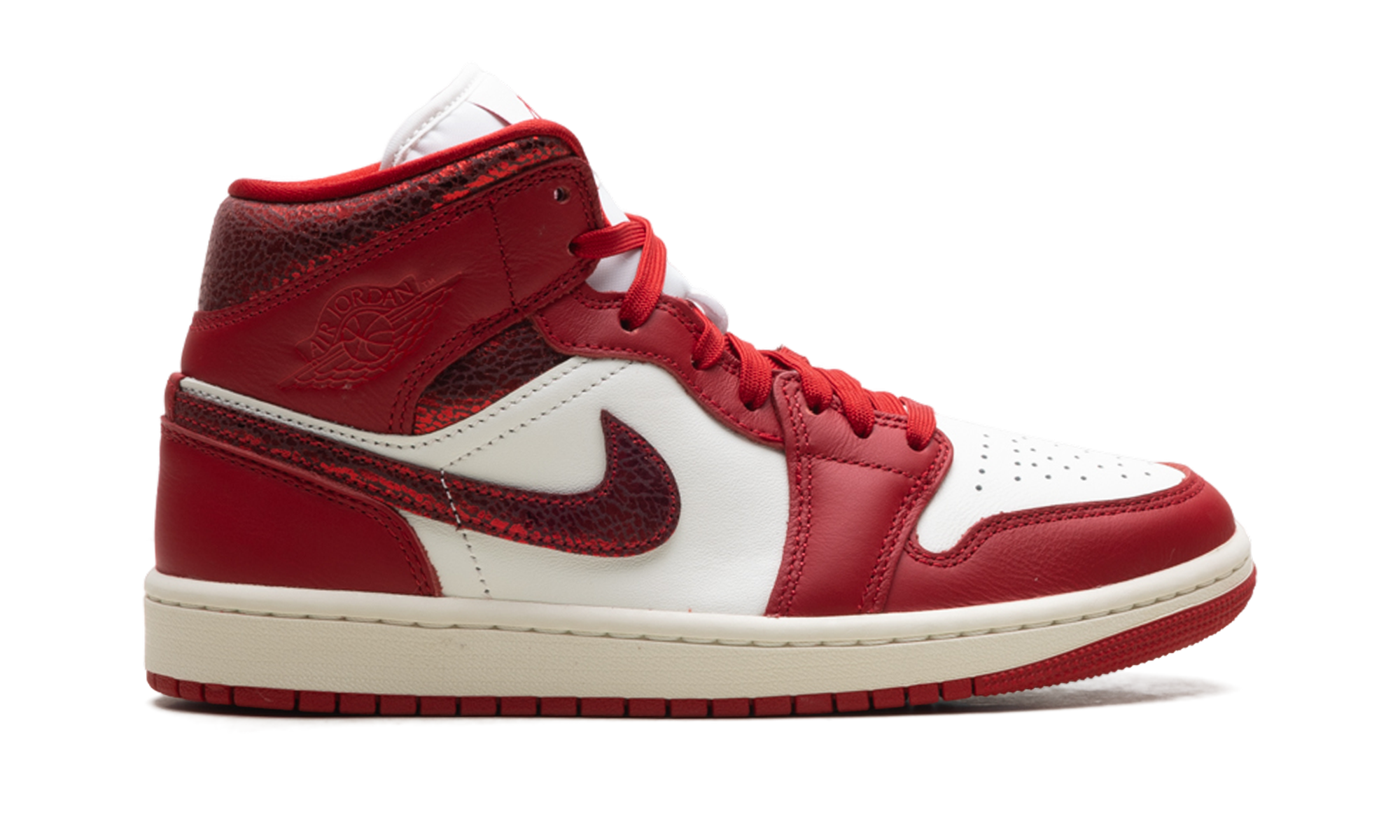 Air Jordan 1 Mid Women "Red cracked leather" HJ9337 106