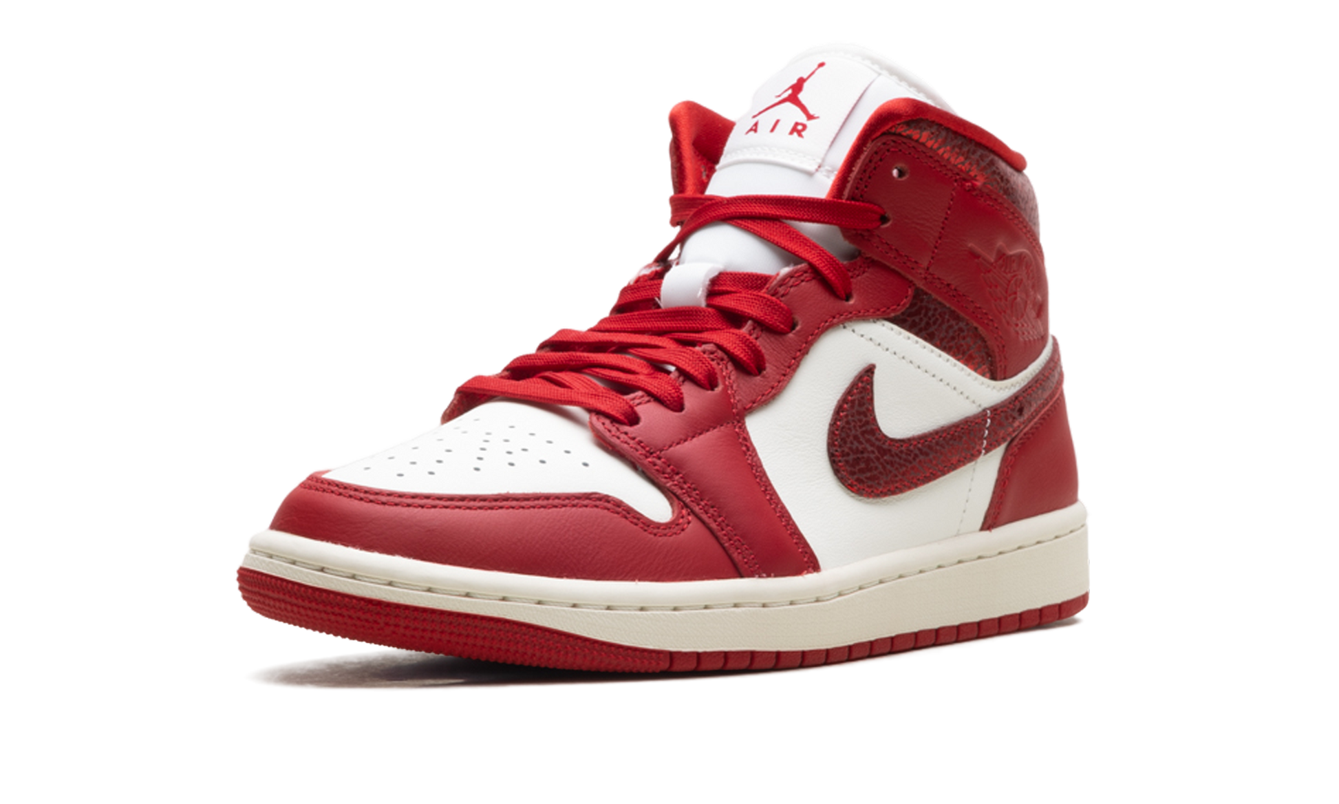 Air Jordan 1 Mid Women "Red cracked leather" HJ9337 106