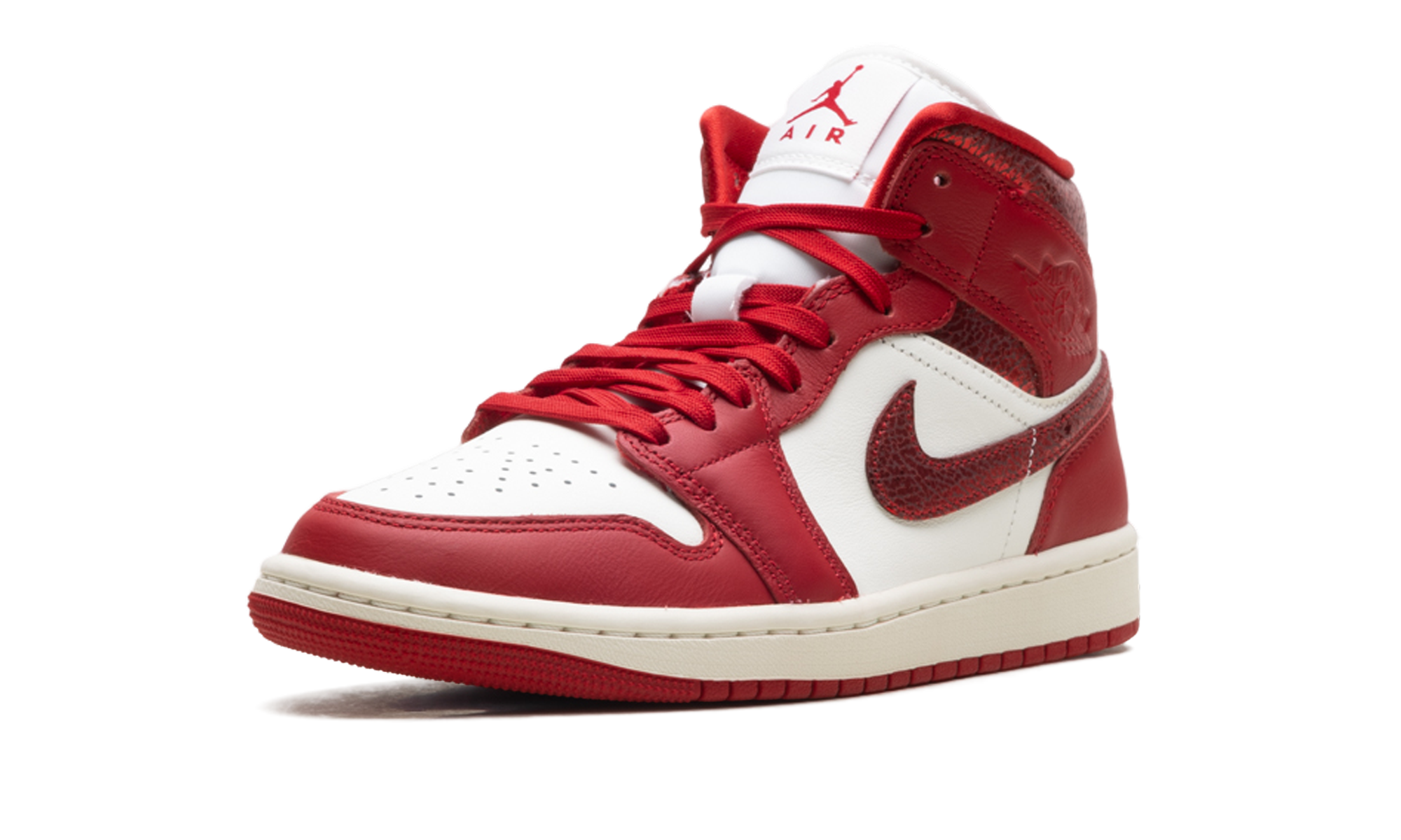 Air Jordan 1 Mid Women "Red cracked leather" HJ9337 106