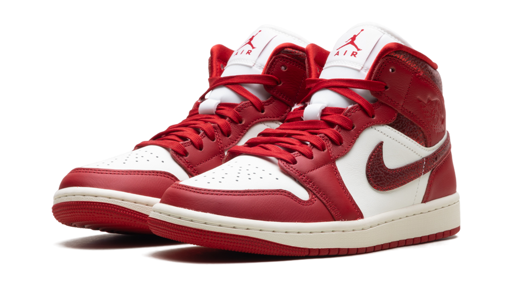 Air Jordan 1 Mid Women "Red cracked leather" HJ9337 106