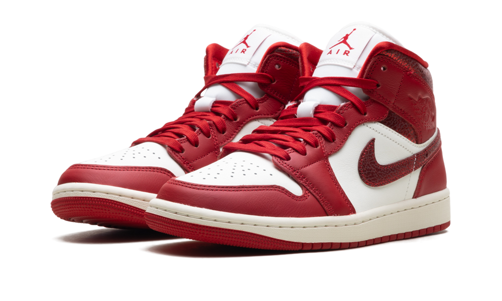 Air Jordan 1 Mid Women "Red cracked leather" HJ9337 106