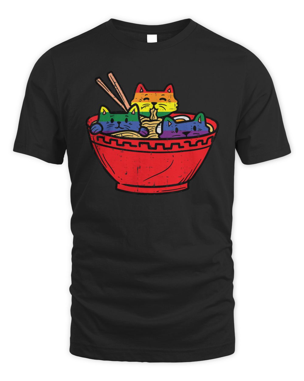 Cats In Ramen Anime Food Lgbtq Rainbow Flag Gay Pride Ally Shirt