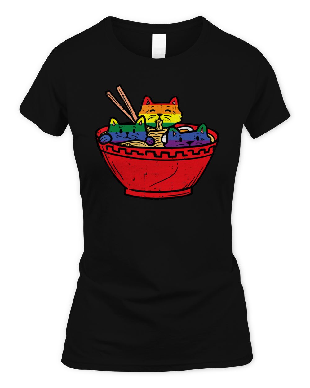 Cats In Ramen Anime Food Lgbtq Rainbow Flag Gay Pride Ally Shirt