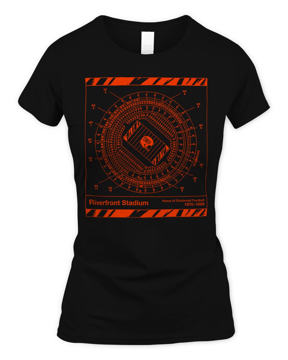 Cincy Shirts Cincinnati Football Riverfront Blueprint Shirt