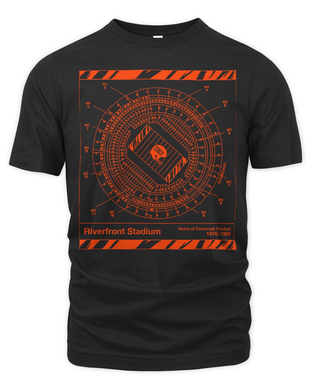 Cincy Shirts Cincinnati Football Riverfront Blueprint Shirt