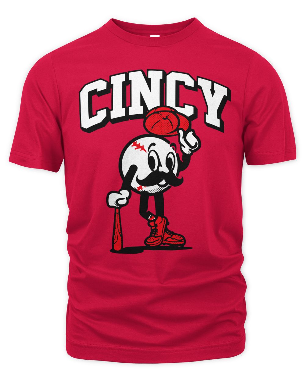 Cincy Shirts Cincy Baseball Character Cap Off Shirt