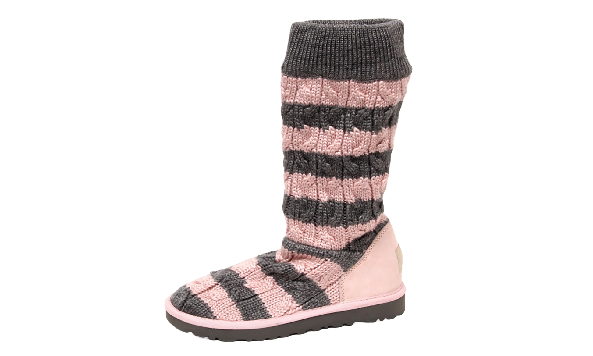 Classic Tall Stripe Cable Knit Boots Ps "Bliss Pink Heather Grey"