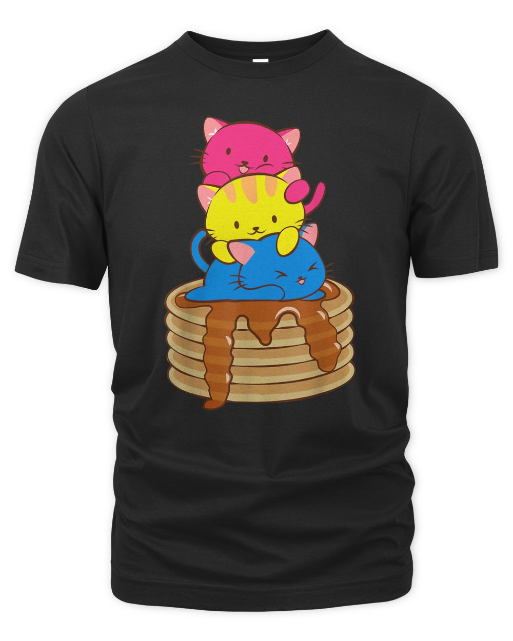 Pansexual Pride Flag Kawaii Cats On Pancakes Lgbt Pride Shirt