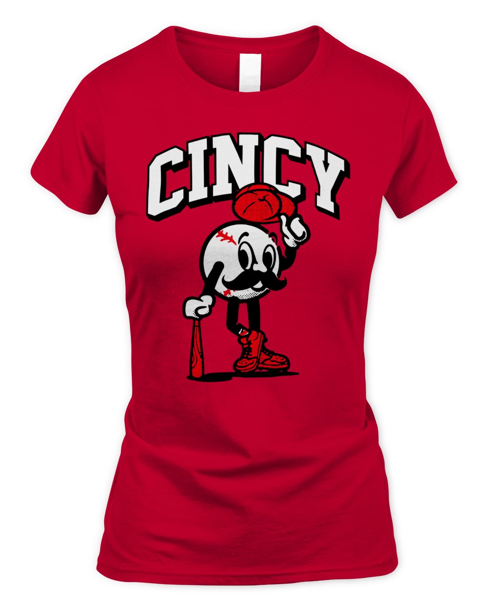 Cincy Shirts Cincy Baseball Character Cap Off Shirt