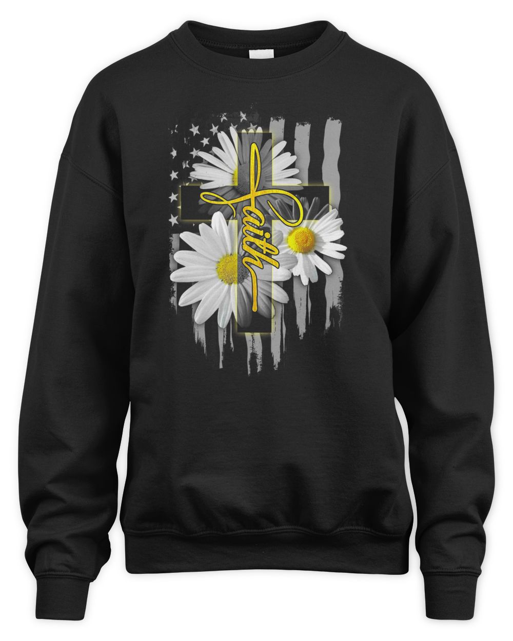 Faith Cross Casual Cross Daisy Us Flag Floral Shirt