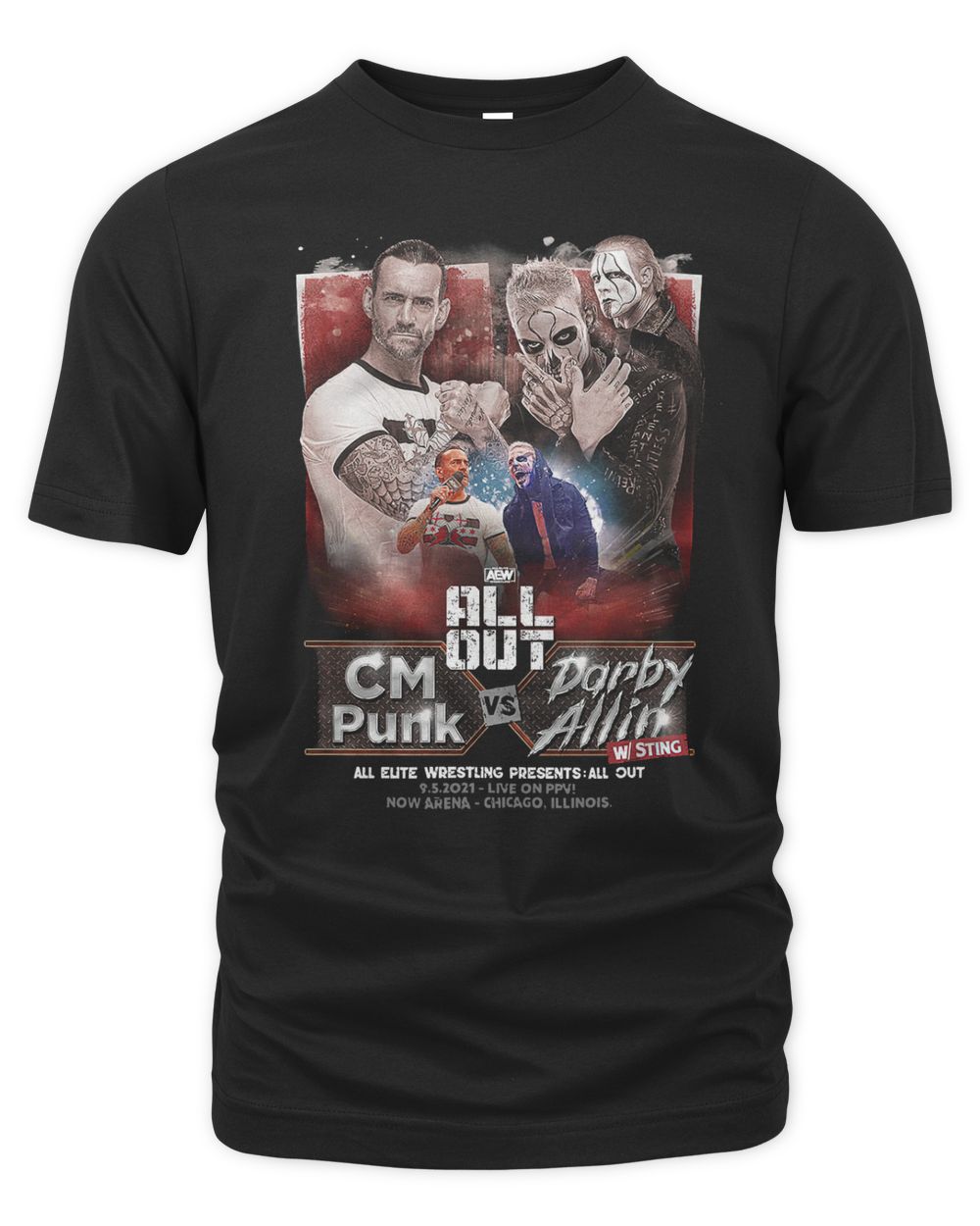 Darby Allin Merch All Out 2021 Matchup Cm Punk Vs Darby Allin With Sting Shirt
