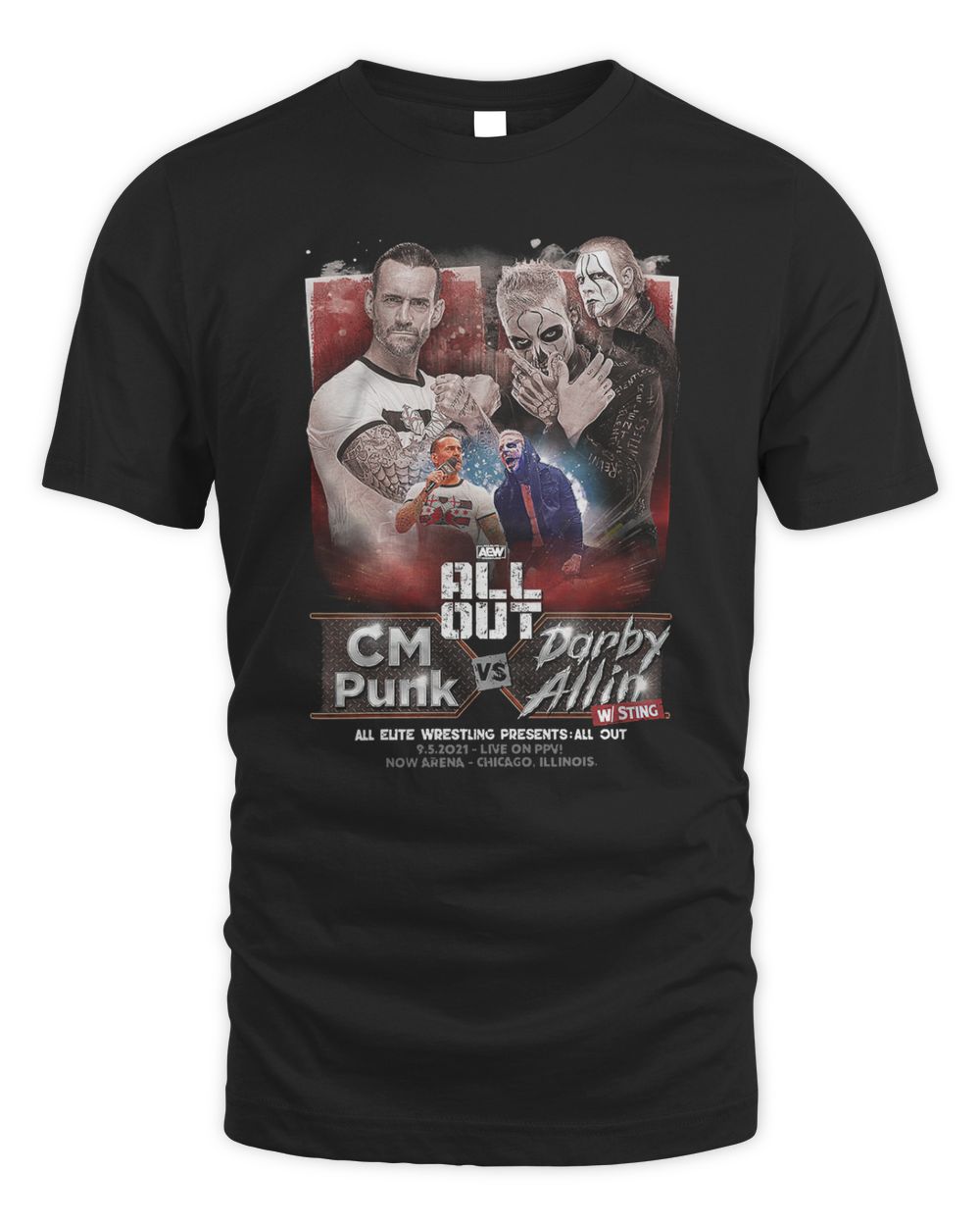 Darby Allin Merch All Out 2021 Matchup Cm Punk Vs Darby Allin With Sting Shirt