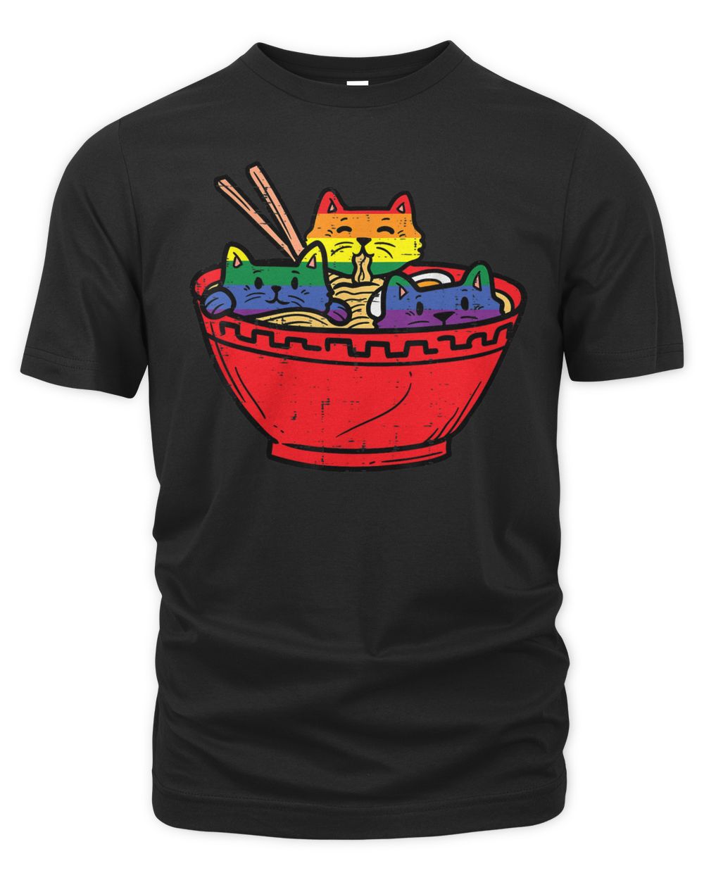 Cats In Ramen Anime Food Lgbtq Rainbow Flag Gay Pride Ally Shirt