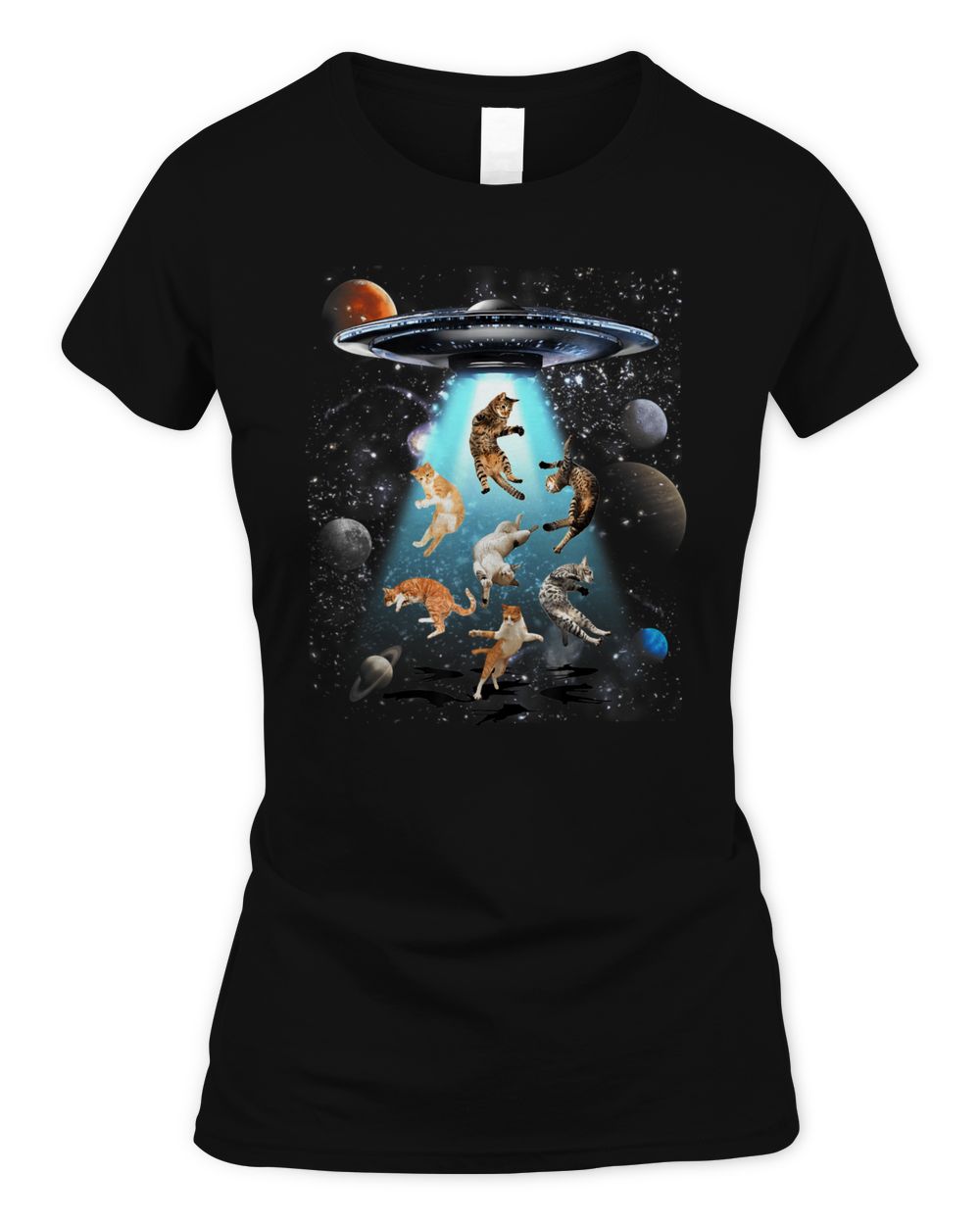Galaxy Cat Cat Ufo Funny Cat Cat Graphic Shirt
