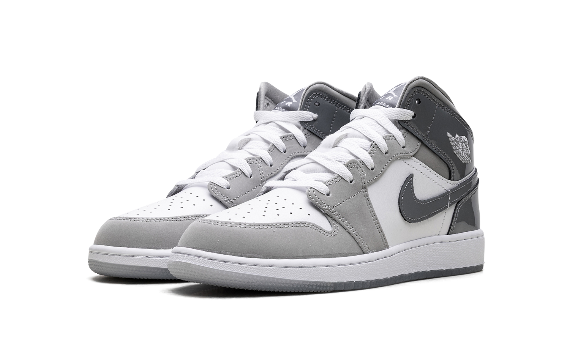 Jordan 1 Mid GS "White Medium Cool Grey"