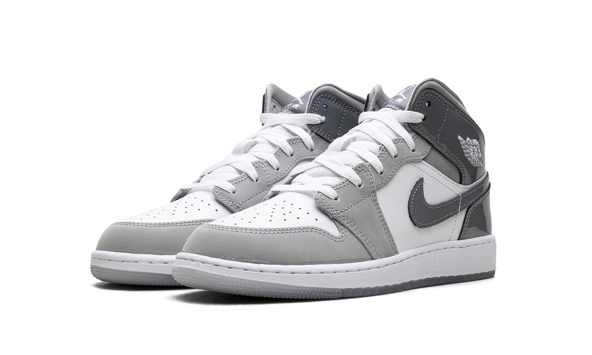 Jordan 1 Mid GS "White Medium Cool Grey"