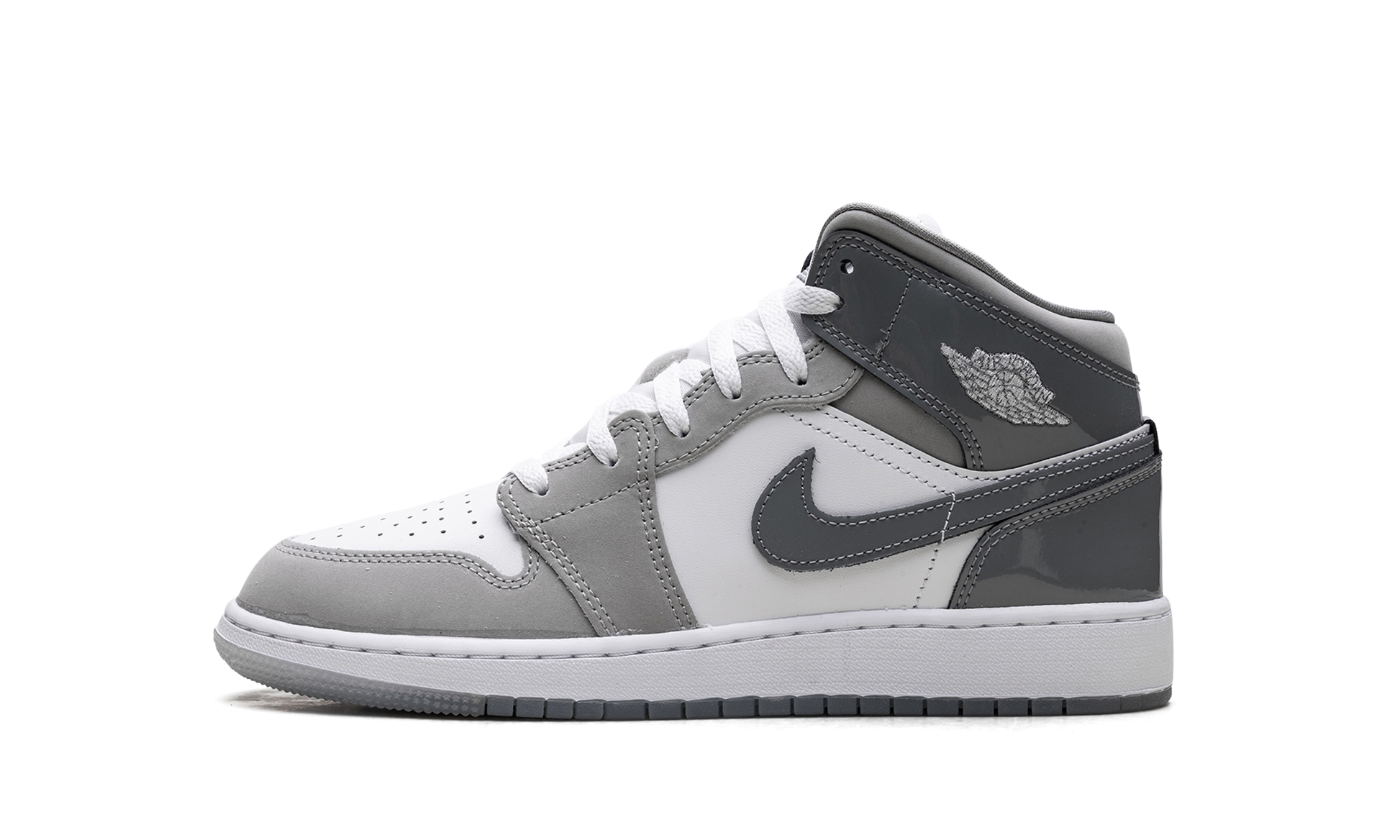 Jordan 1 Mid GS "White Medium Cool Grey"