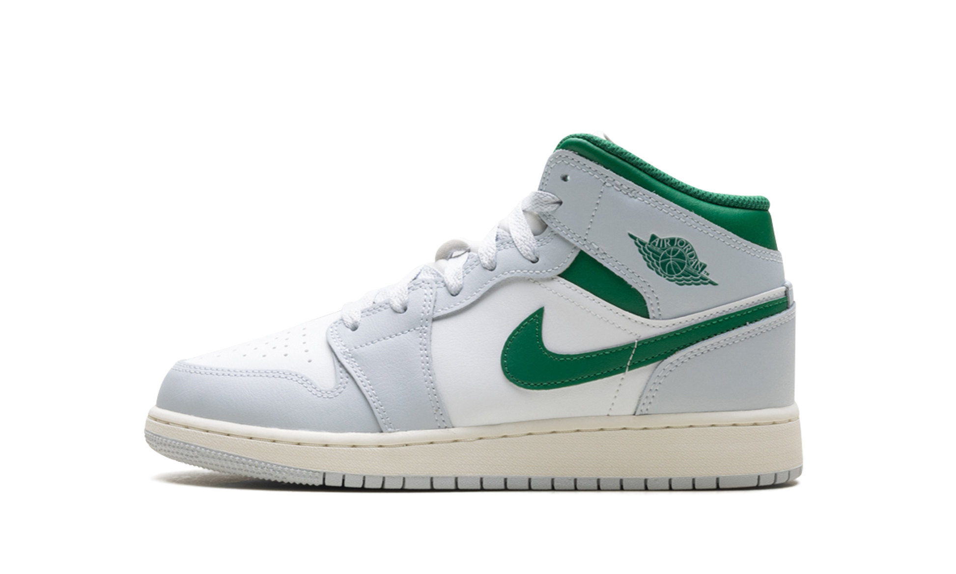 Jordan 1 Mid GS "White pure platinum pine green" DQ8423 142