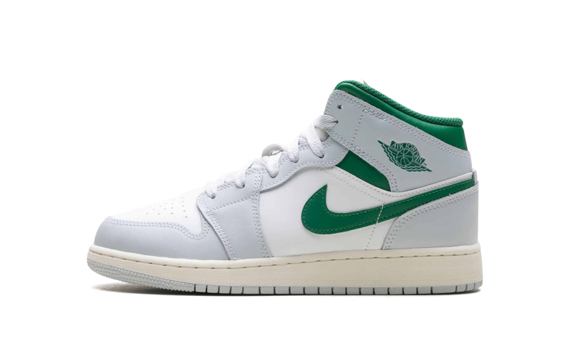 Jordan 1 Mid GS "White pure platinum pine green" DQ8423 142