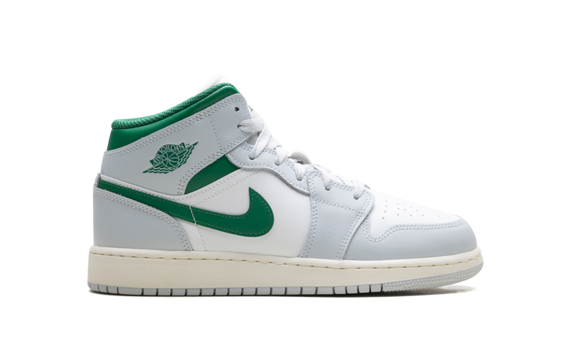 Jordan 1 Mid GS "White pure platinum pine green" DQ8423 142
