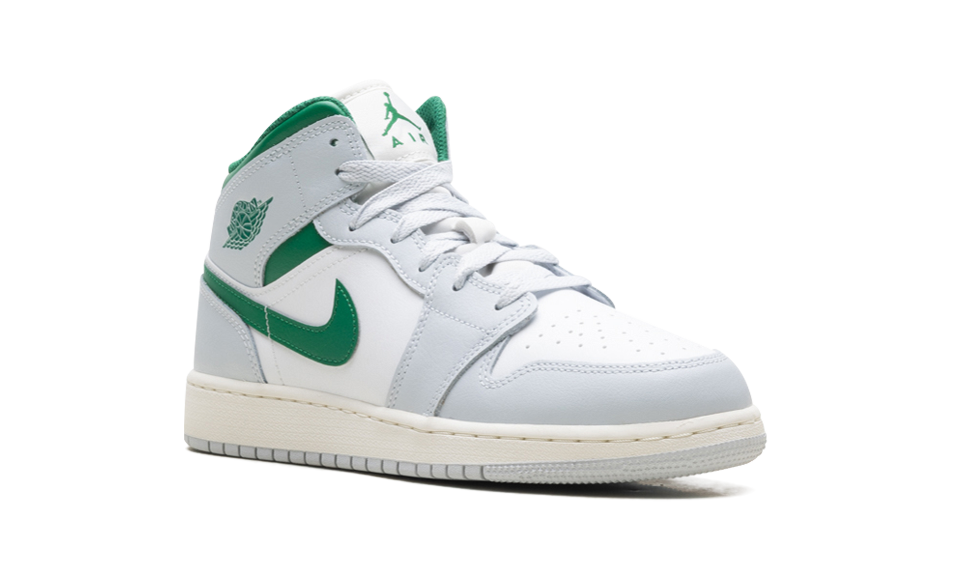 Jordan 1 Mid GS "White pure platinum pine green" DQ8423 142