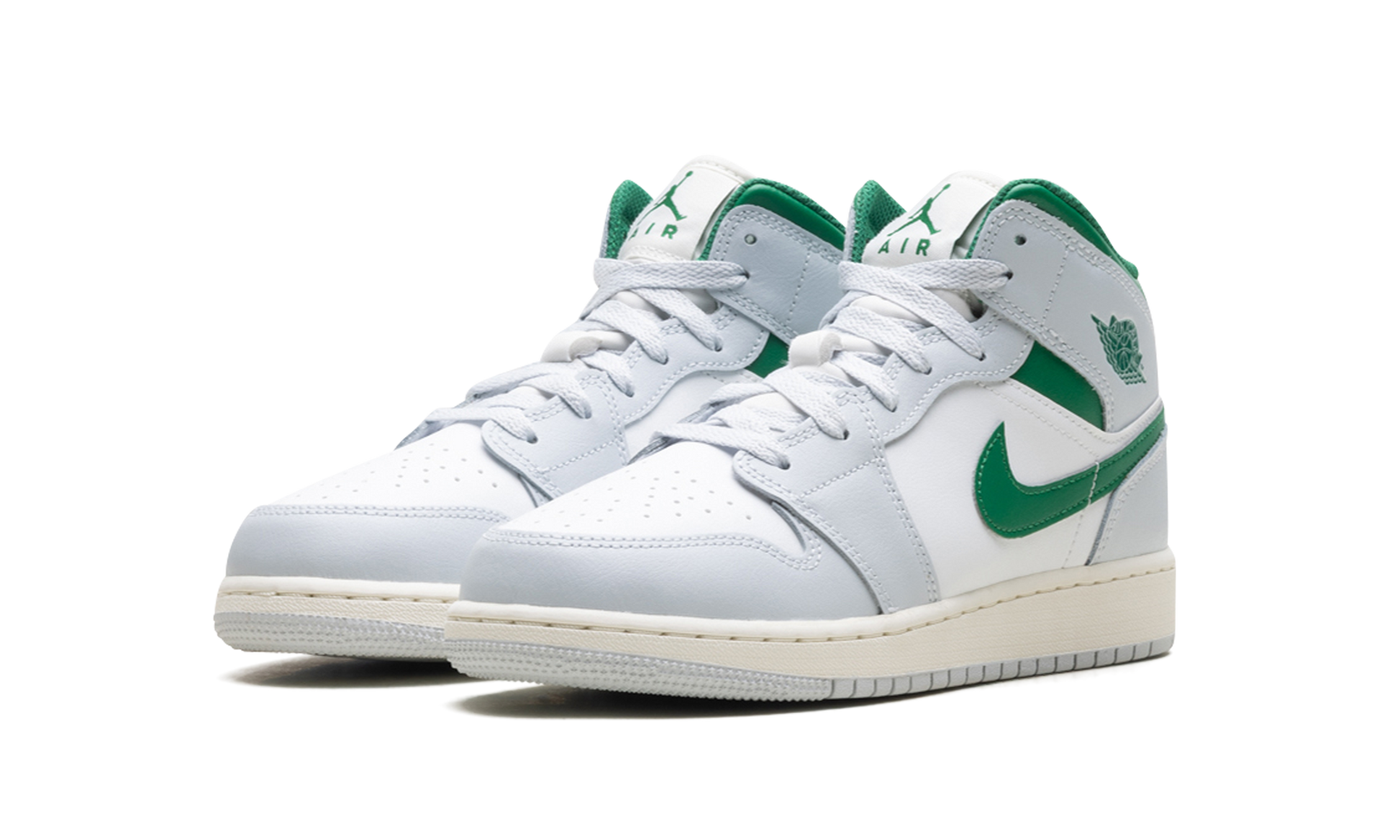 Jordan 1 Mid GS "White pure platinum pine green" DQ8423 142