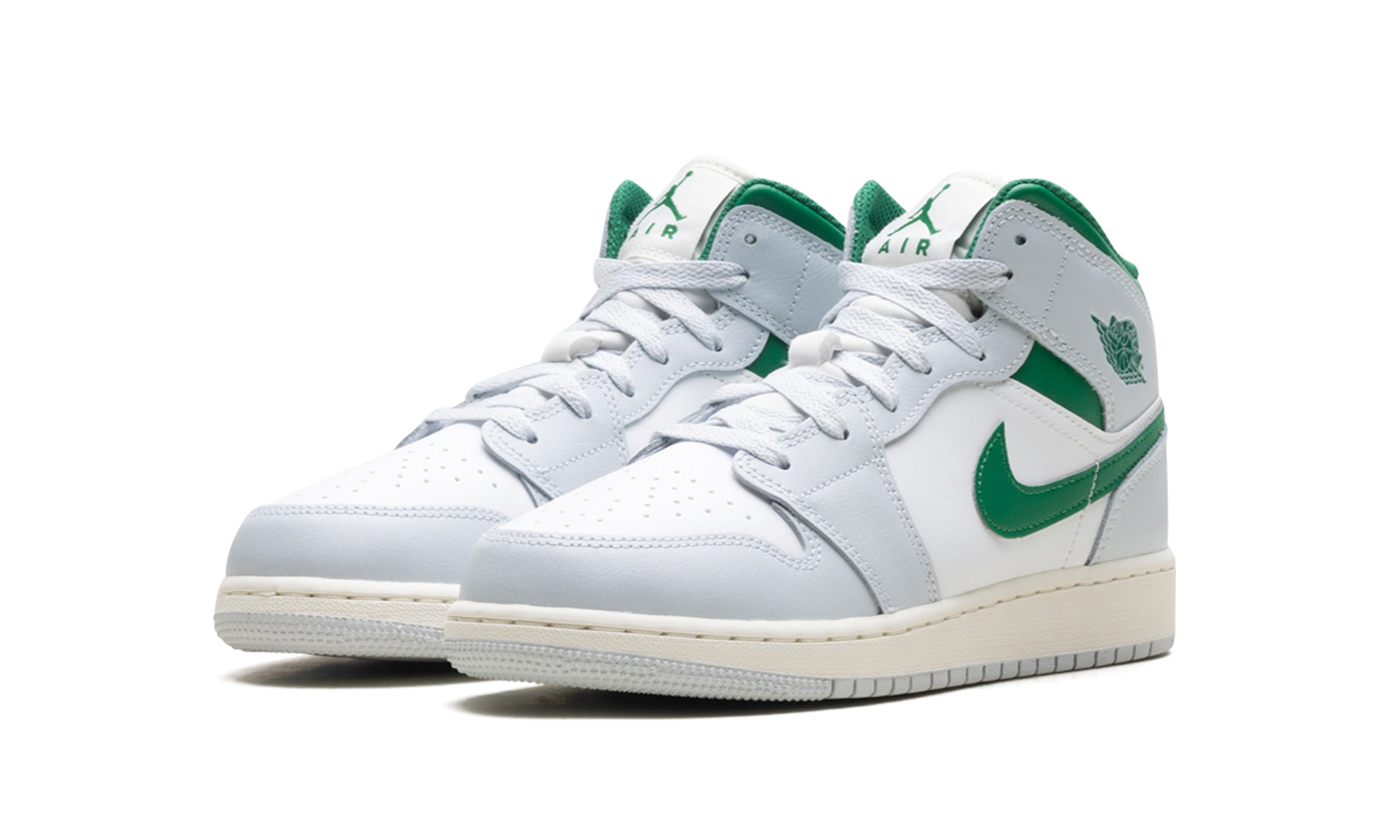 Jordan 1 Mid GS "White pure platinum pine green" DQ8423 142