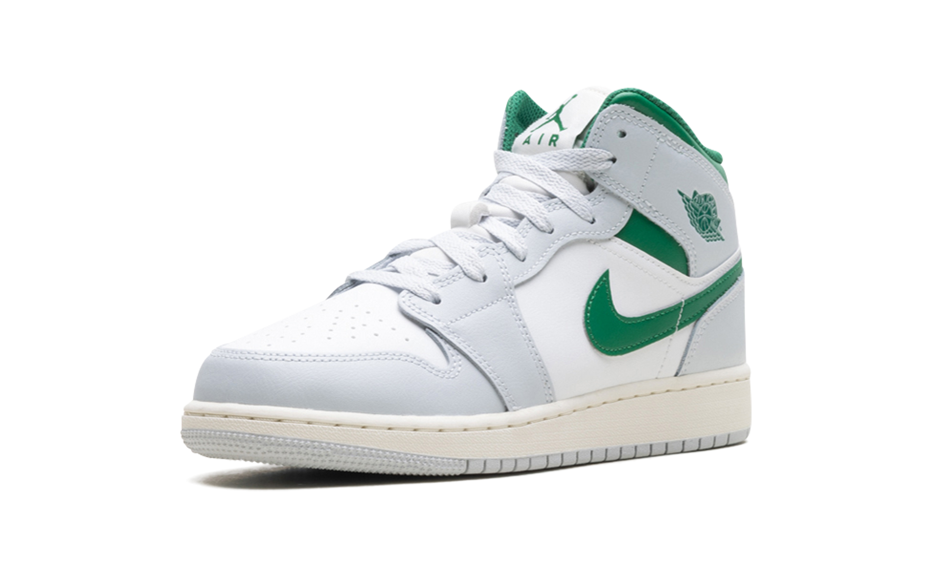 Jordan 1 Mid GS "White pure platinum pine green" DQ8423 142