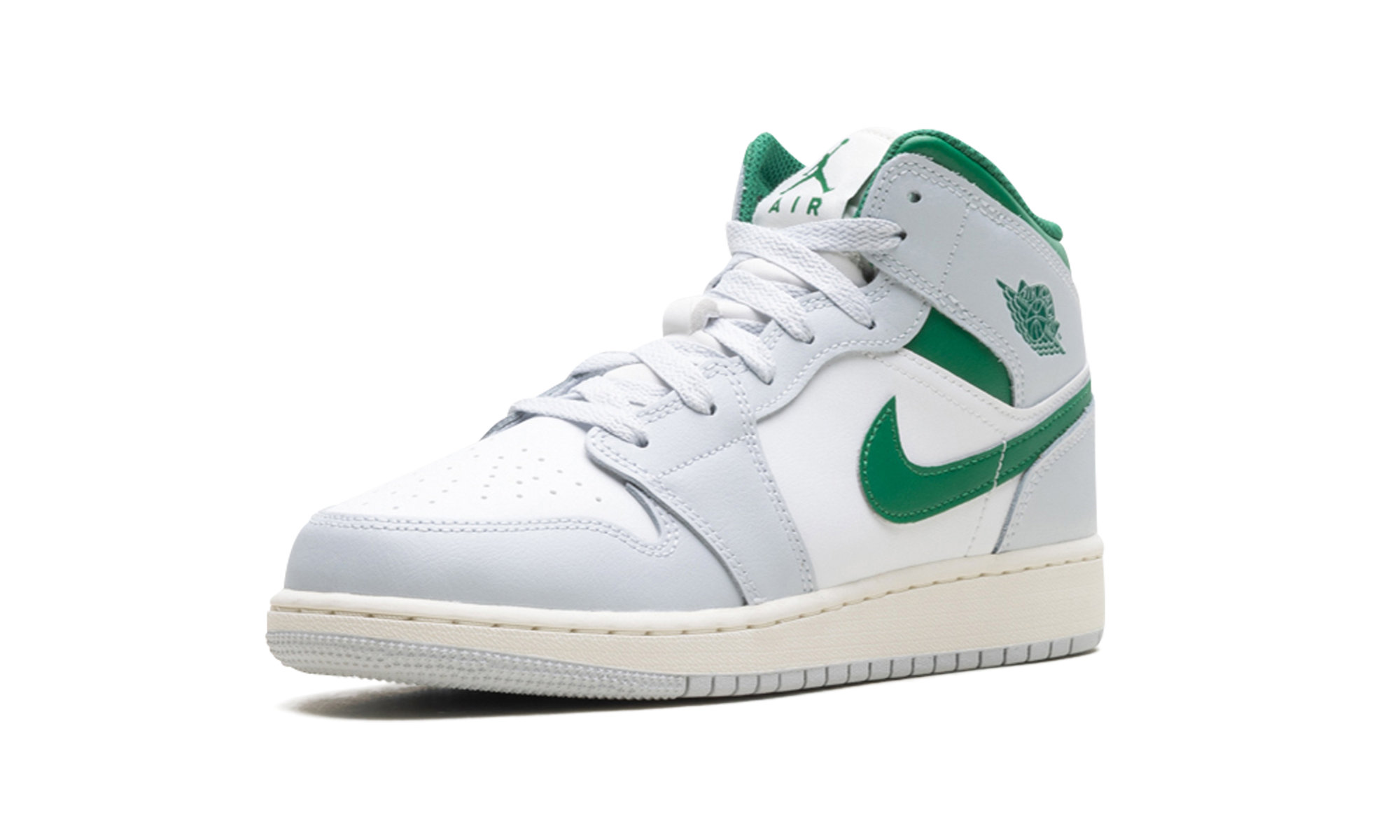 Jordan 1 Mid GS "White pure platinum pine green" DQ8423 142