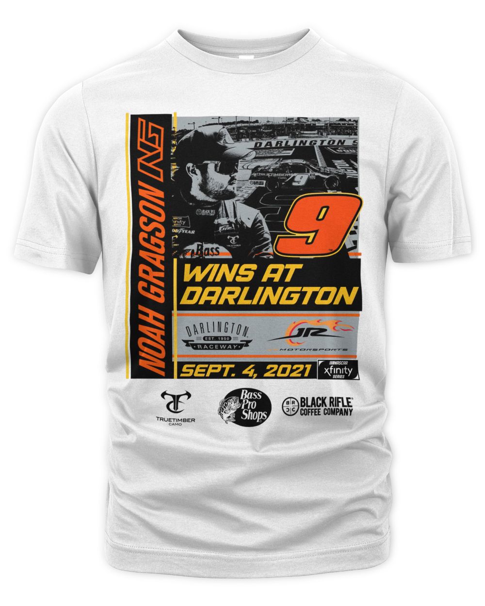 Noah Gragson JR Motorsports Official Team Apparel 2021 NASCAR Xfinity Series 200 Race Win Shirt