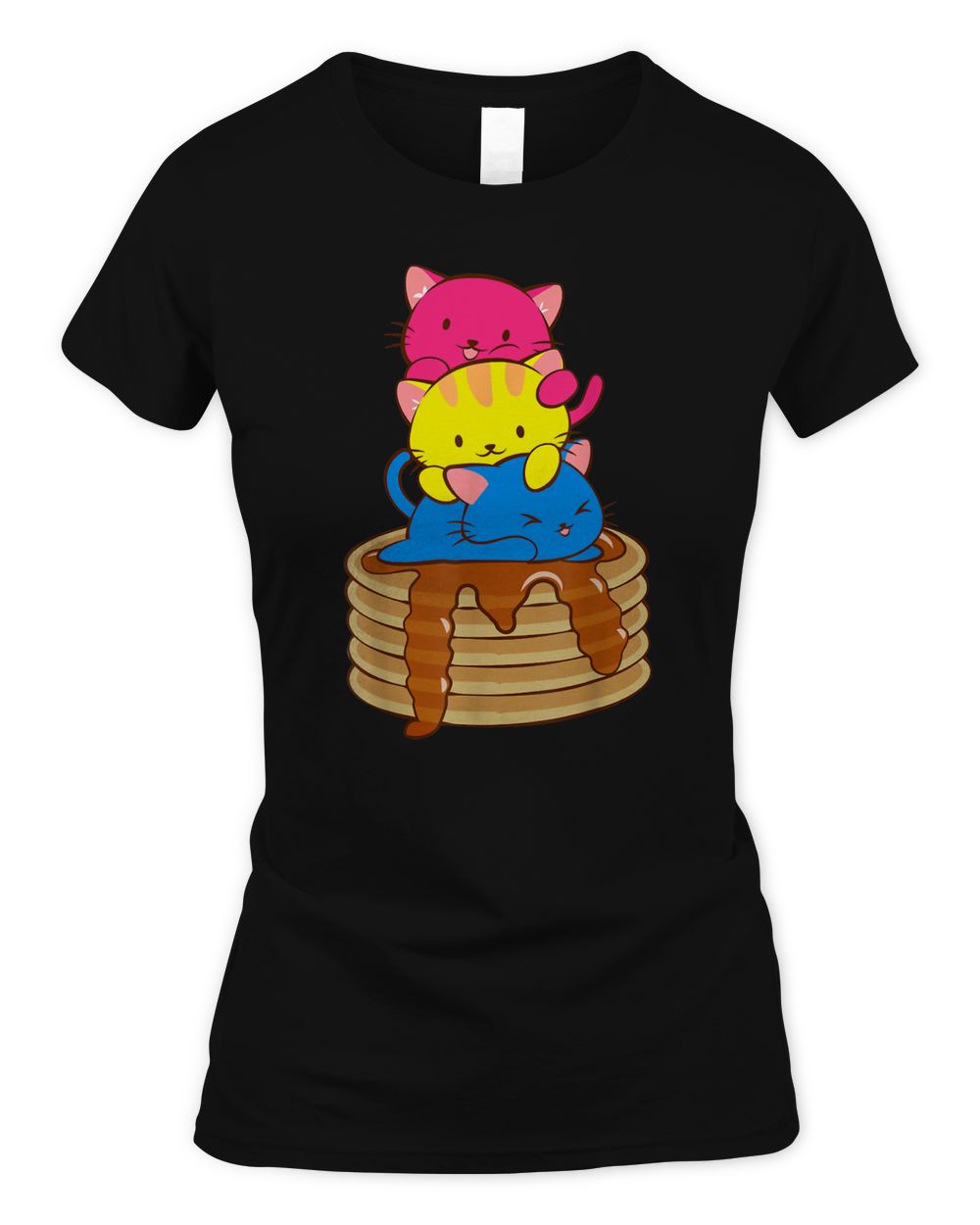 Pansexual Pride Flag Kawaii Cats On Pancakes Lgbt Pride Shirt